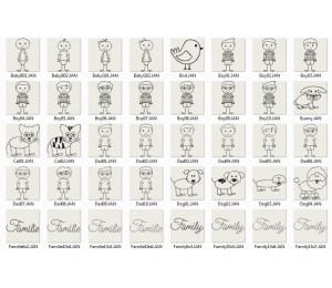 Stickserie - Familienbaukasten Strichmännchen Familie Strichmännchen